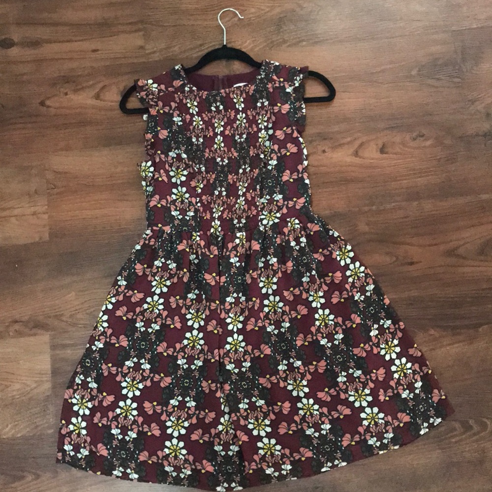 Short floral maroon Dress